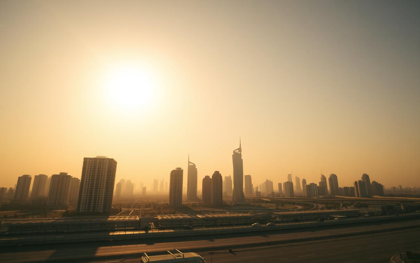 Doha skyline at golden hour